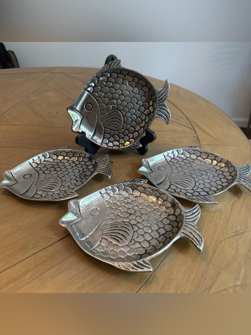 Vintage Pottery Barn Aluminum Fishy Snack Plates